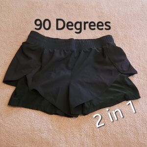 90 Degree By Reflex Women's 2 In 1 Black Athletic Running Shorts. Sz: M
